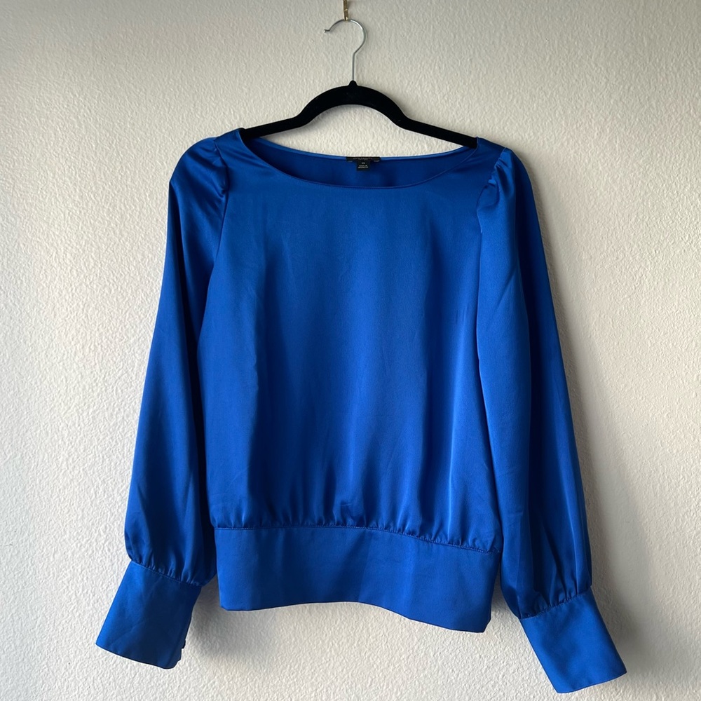 NWOT Ann Taylor Factory Silky Royal Blue Professional Blouse XS